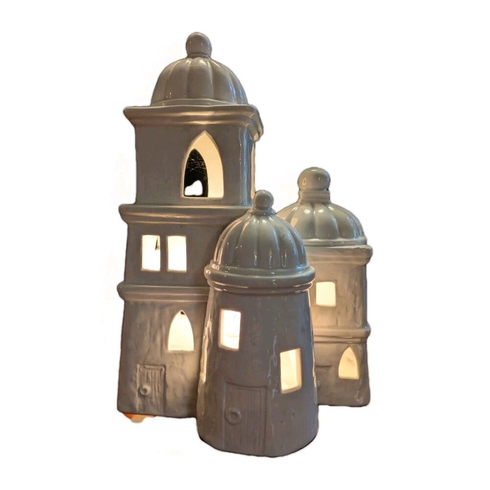 Fitz and Floyd White Nativity Lamp Christmas Holiday Vintage Bethlehem WORKS